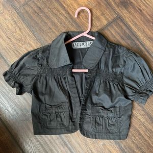 Last Kiss black crop short-sleeve jacket. Size small